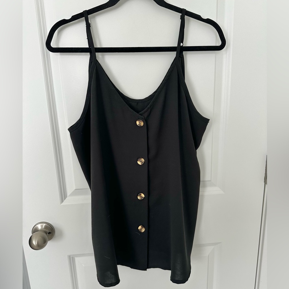 Black Strappy Button Front Cami